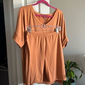 Women's Orange Top and Shorts Set